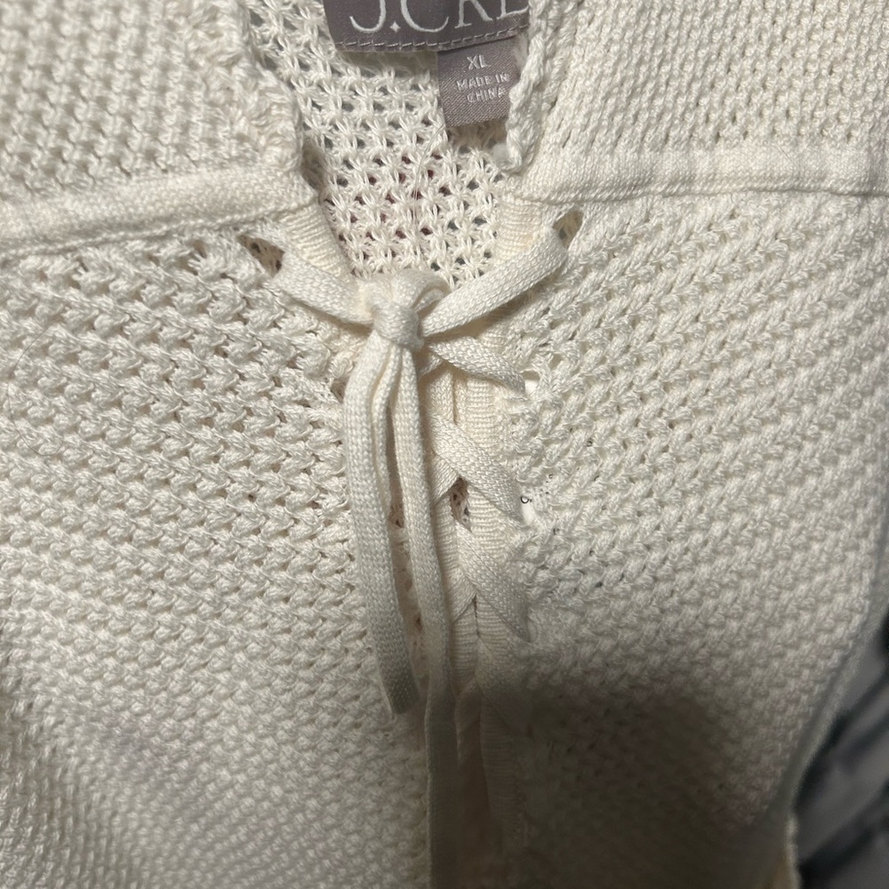 J. Crew Cream Swim Cover-Up with Lace-Up Detail - Picture 3 of 5